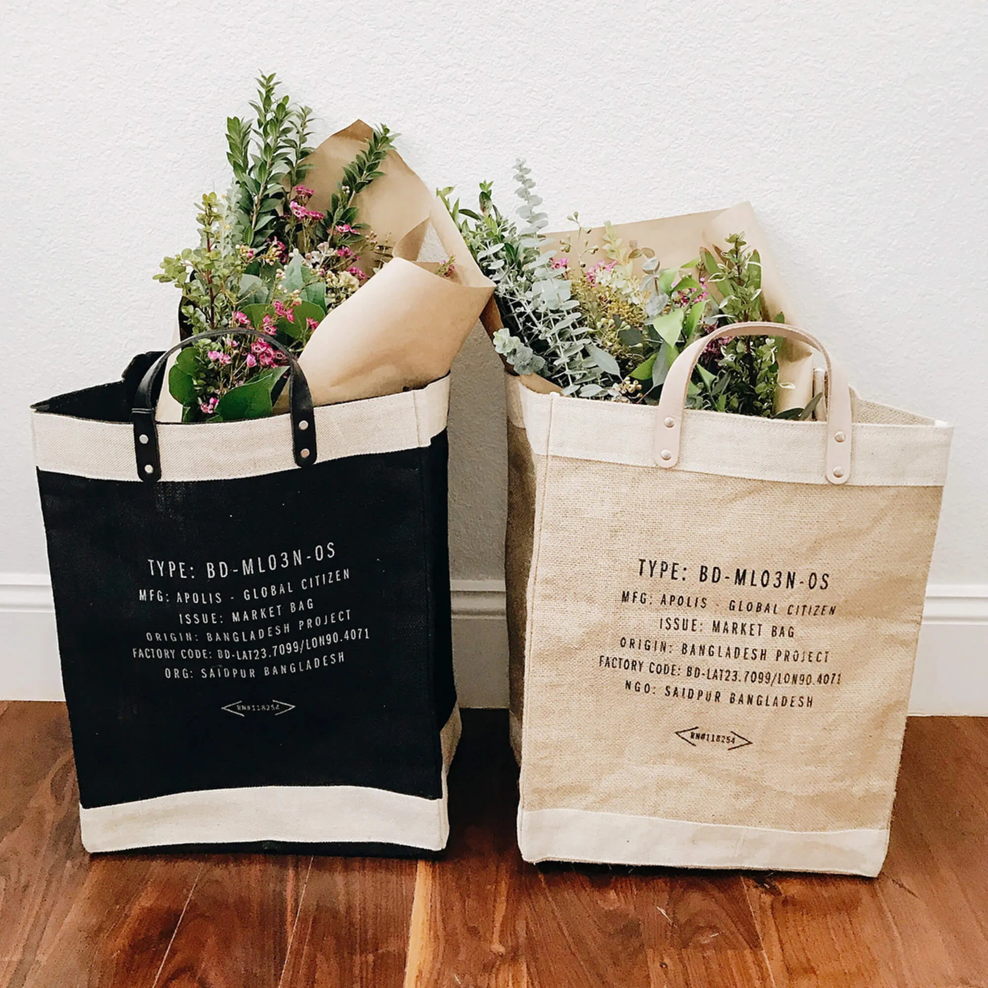 Market Bag in Black Peony by Amy Logsdon