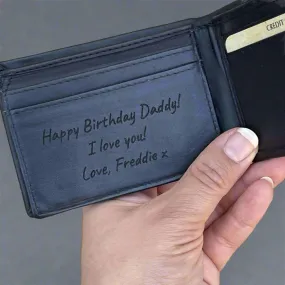 Men's Black Leather Wallet with Personalised Handwriting - KALGHI