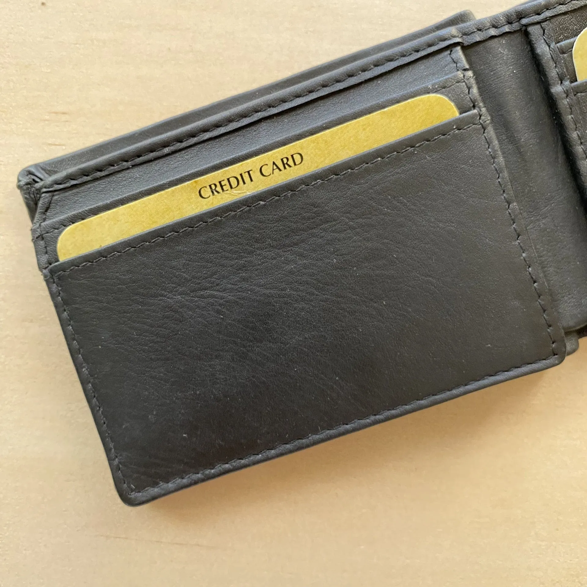 Men's Black Leather Wallet with Personalised Handwriting - KALGHI