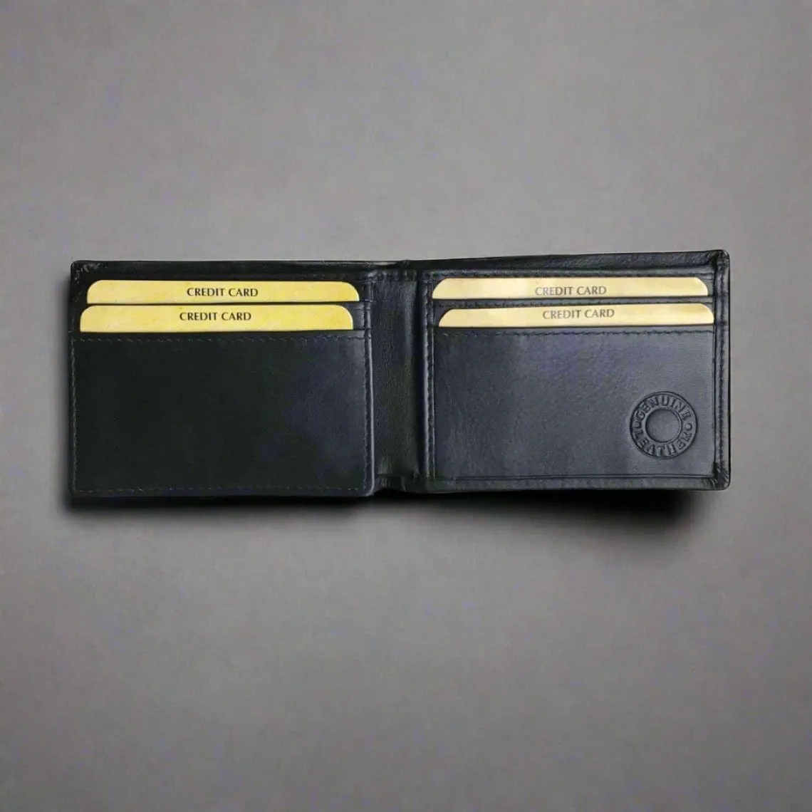 Men's Black Leather Wallet with Personalised Handwriting - KALGHI