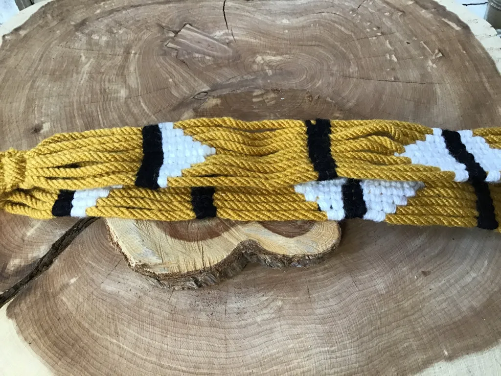 Mustard Hand Braided Wool Girth Crossbody Strap