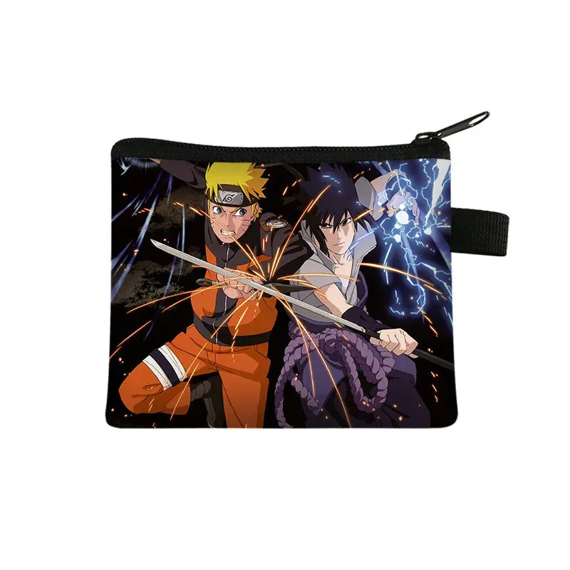 Naruto Men Women Childern Wallet Anime Uzumaki Cartoon Fashion Bank Card Key Coin Purse Print Adult Office Mini Storage Bag Gift