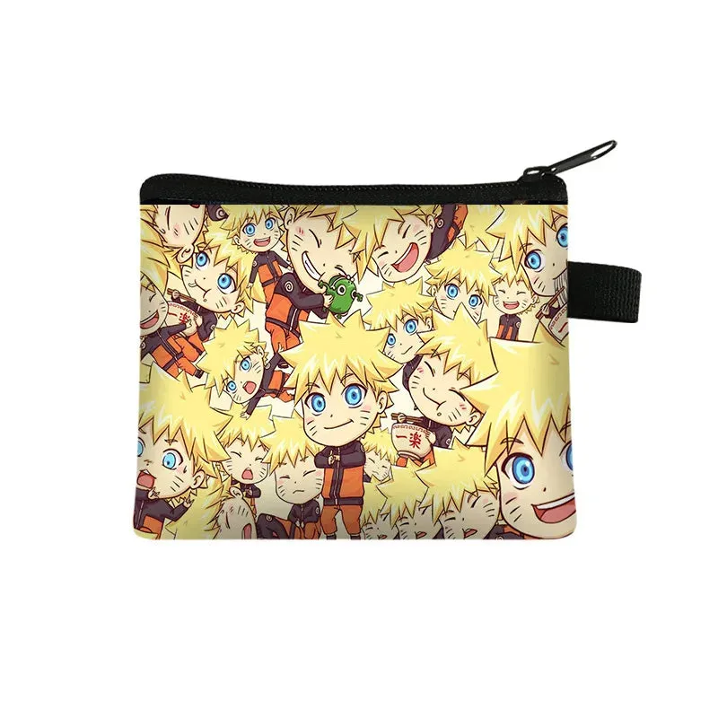 Naruto Men Women Childern Wallet Anime Uzumaki Cartoon Fashion Bank Card Key Coin Purse Print Adult Office Mini Storage Bag Gift