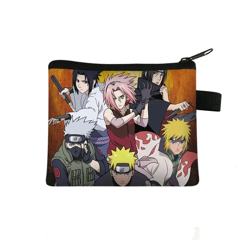 Naruto Men Women Childern Wallet Anime Uzumaki Cartoon Fashion Bank Card Key Coin Purse Print Adult Office Mini Storage Bag Gift