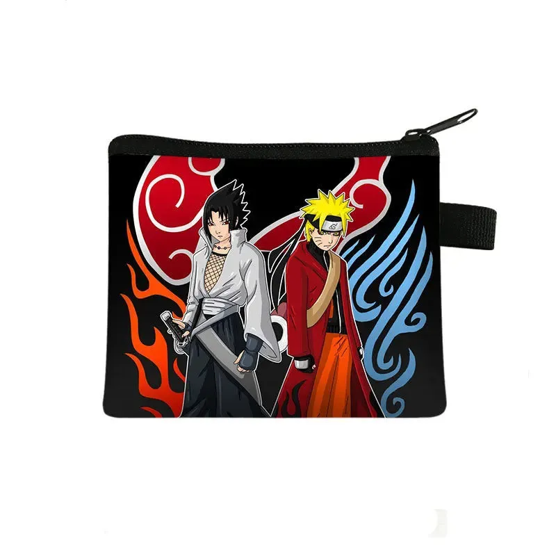 Naruto Men Women Childern Wallet Anime Uzumaki Cartoon Fashion Bank Card Key Coin Purse Print Adult Office Mini Storage Bag Gift