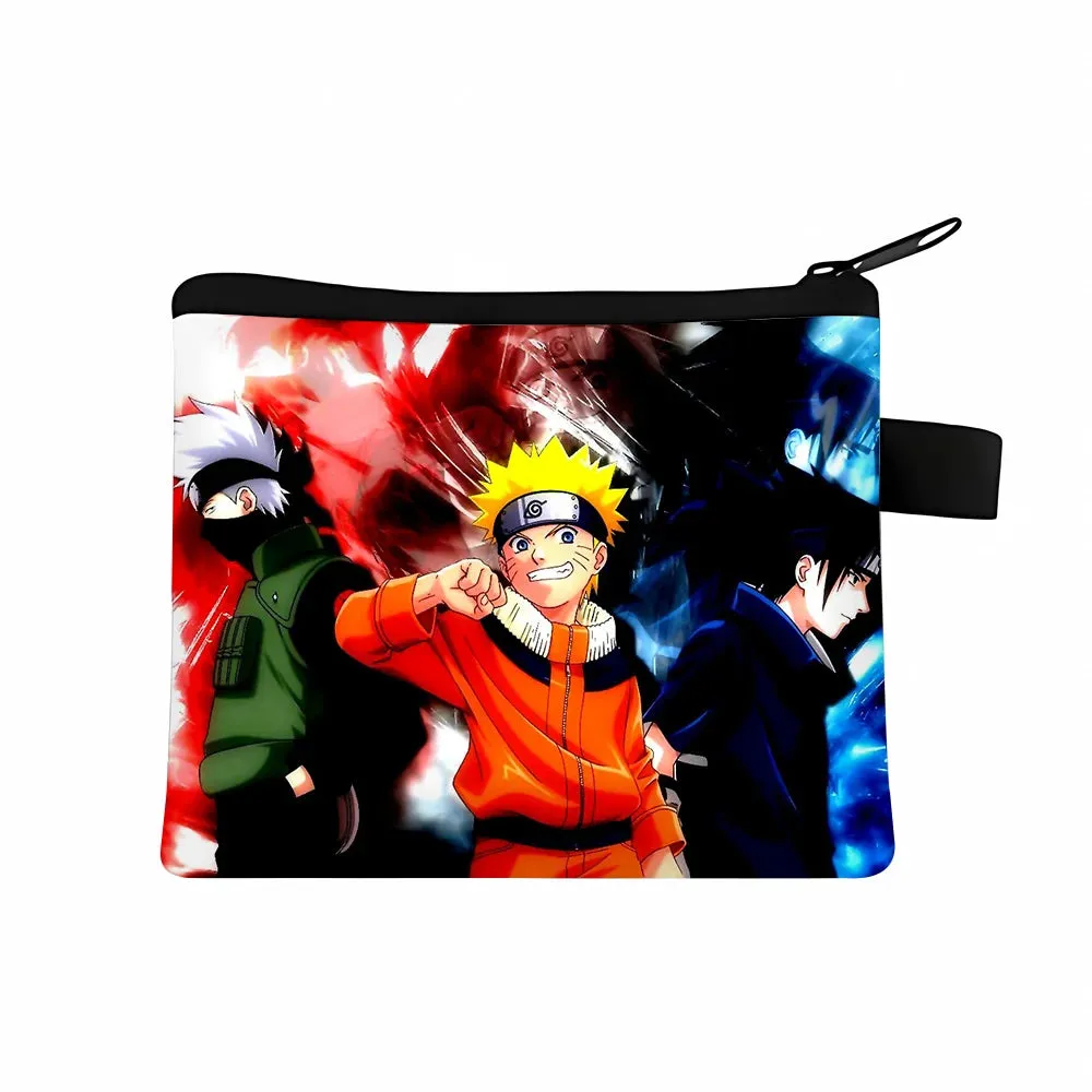 Naruto Men Women Childern Wallet Anime Uzumaki Cartoon Fashion Bank Card Key Coin Purse Print Adult Office Mini Storage Bag Gift