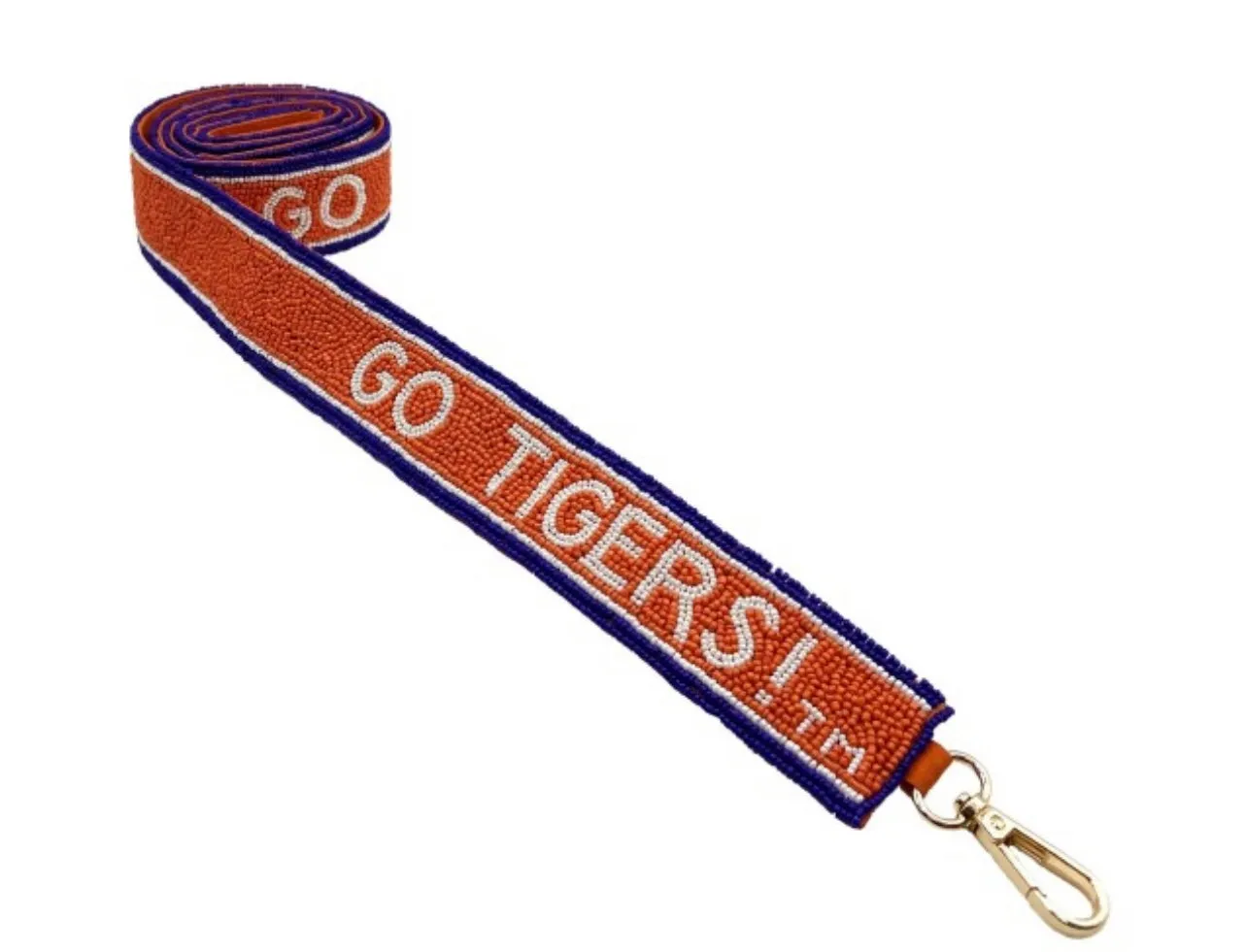 Officially Licensed Clemson Tiger Logo Seed Beaded Purse Strap