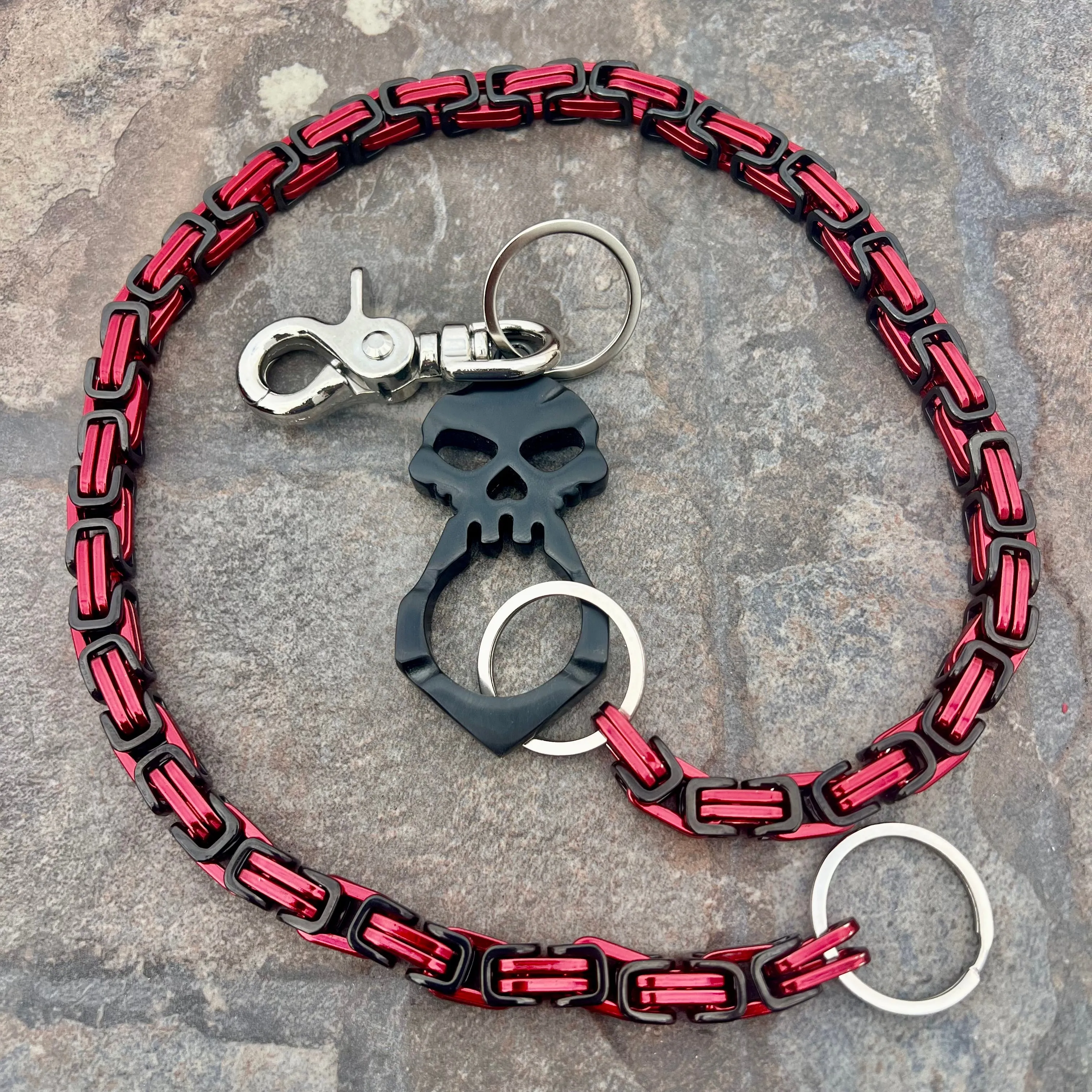 One Finger Ring Black Wallet Chain - Black & Red Daytona Heritage - WC046H