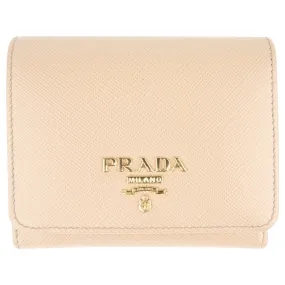 Prada Beige Saffiano Leather Trifold Wallet