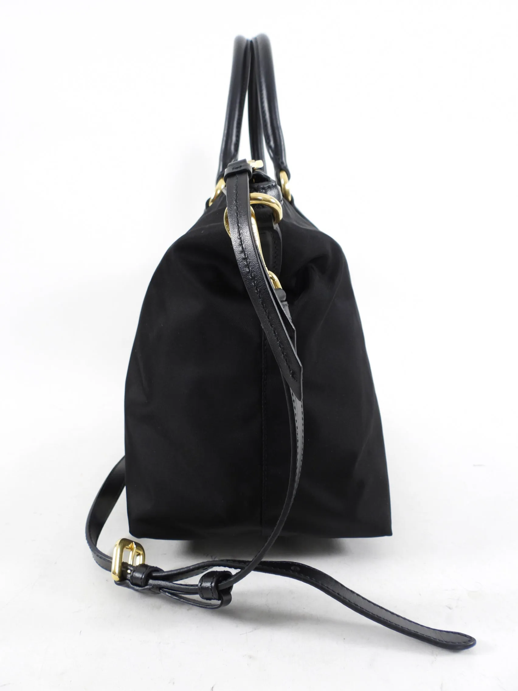 Prada Black and Gold Nylon Tessuto Two Way Tote Bag