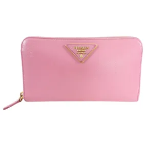 Prada Pink Saffiano Continental Zippy Wallet