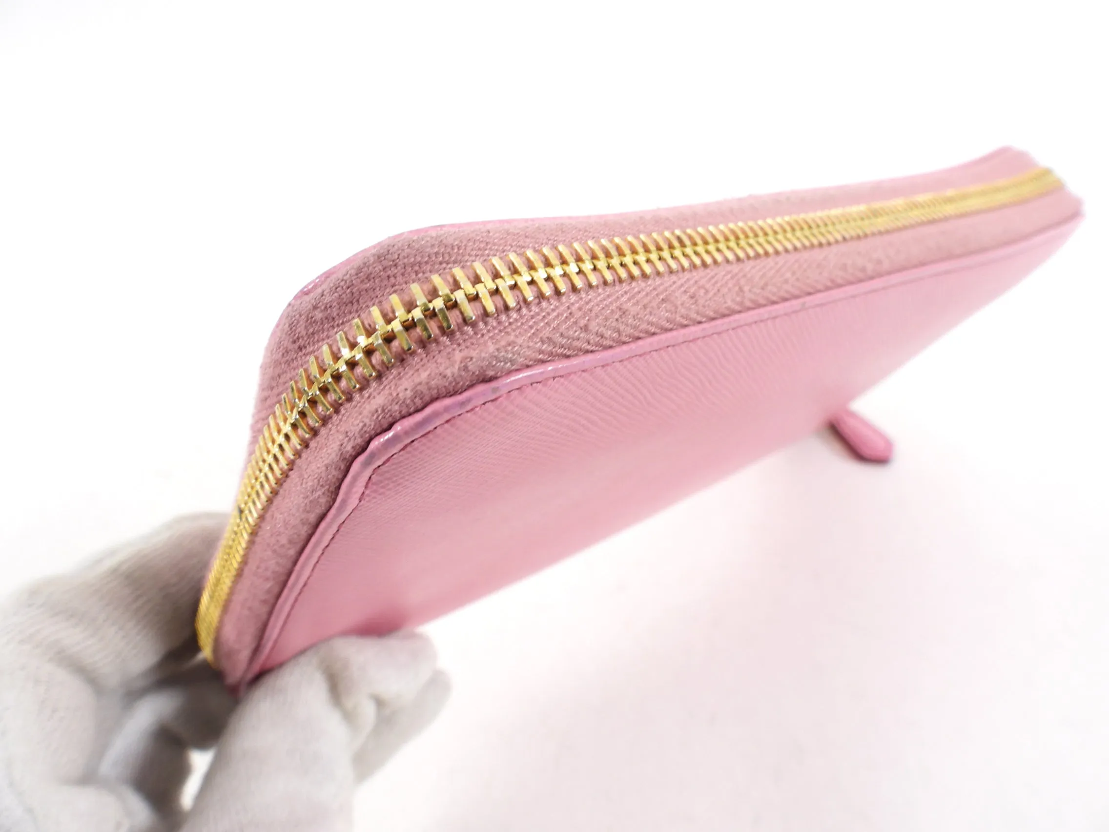 Prada Pink Saffiano Continental Zippy Wallet