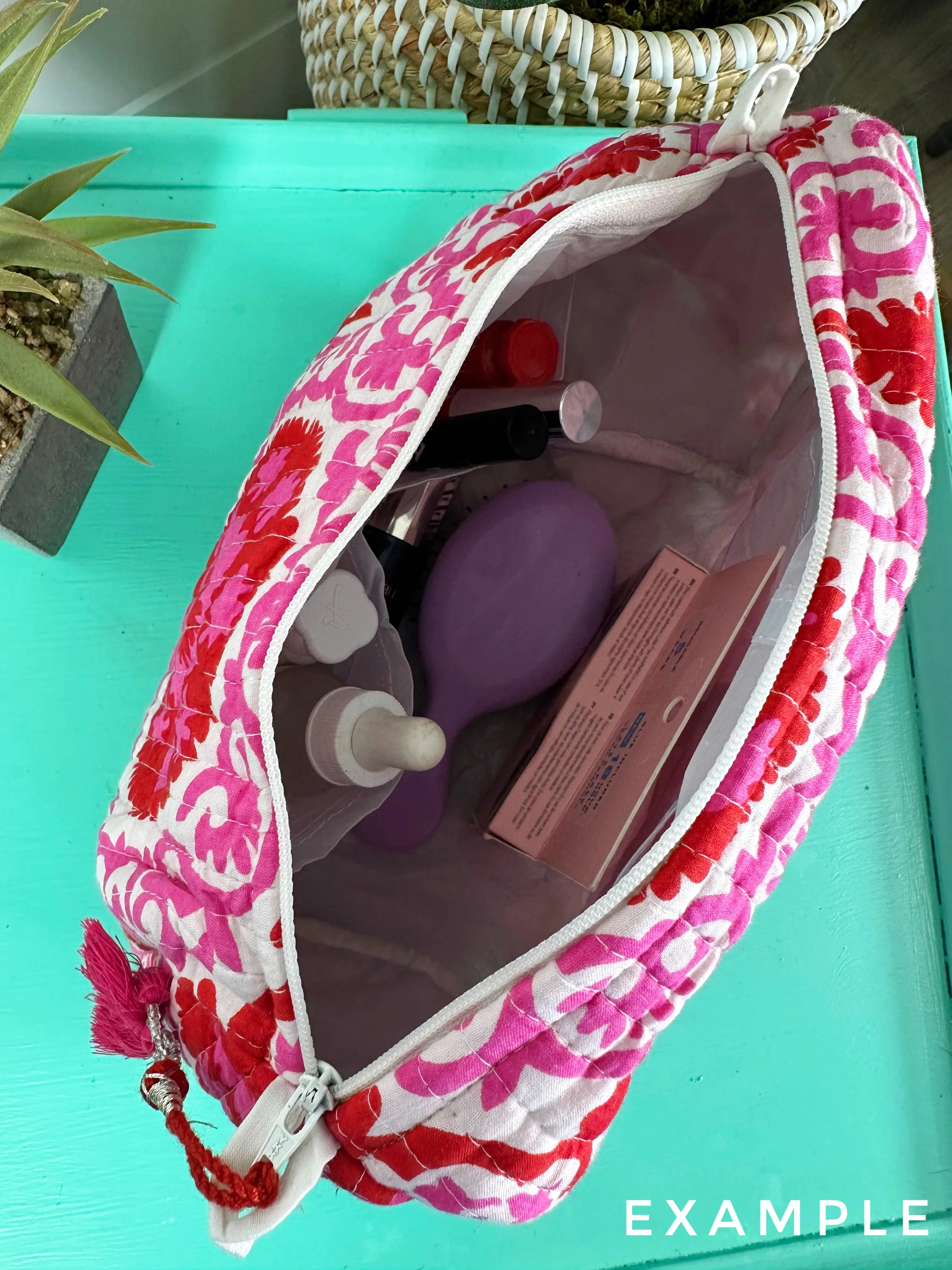 Quilted Makeup Bags | Cosmetics Toiletry Bag | Pink Floral