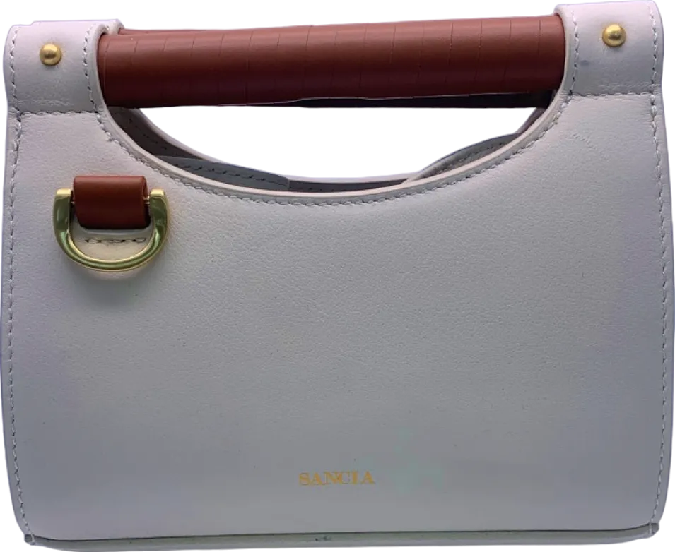 Sancia White/Brown The Adalyne Leather Mini Tote Bag