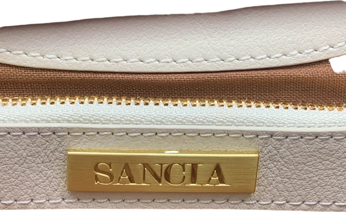 Sancia White/Brown The Adalyne Leather Mini Tote Bag