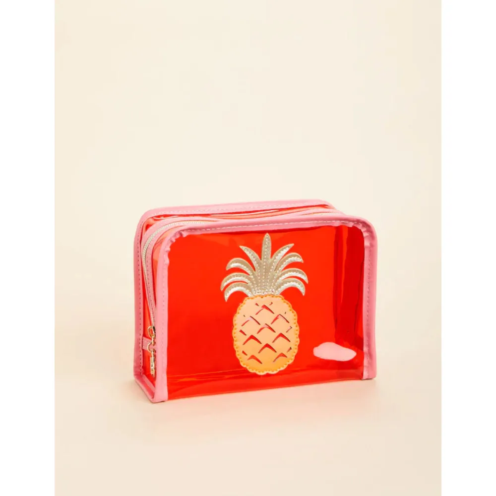 Spartina Iconic Clear Cosmetic Case - Pink Pineapple