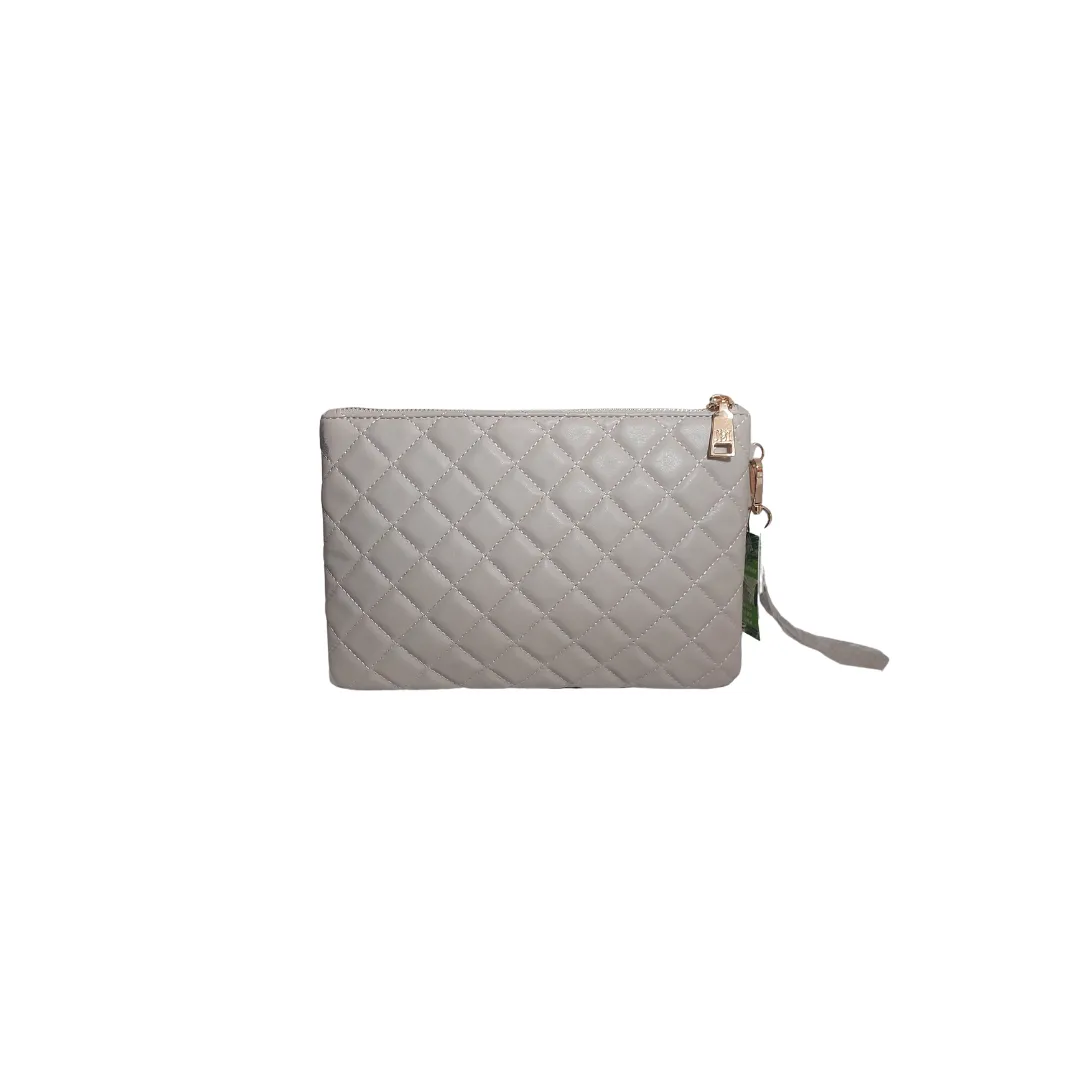 Studio Badgley Mischka Beige Vegan Leather Quilted Large Clutch | Brand new |