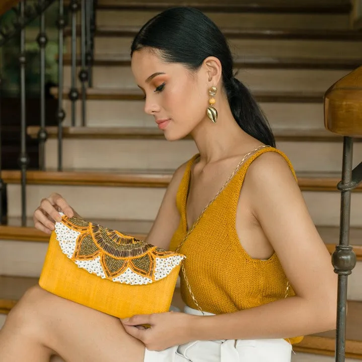 Sunflower Envelope Clutch in Yellow