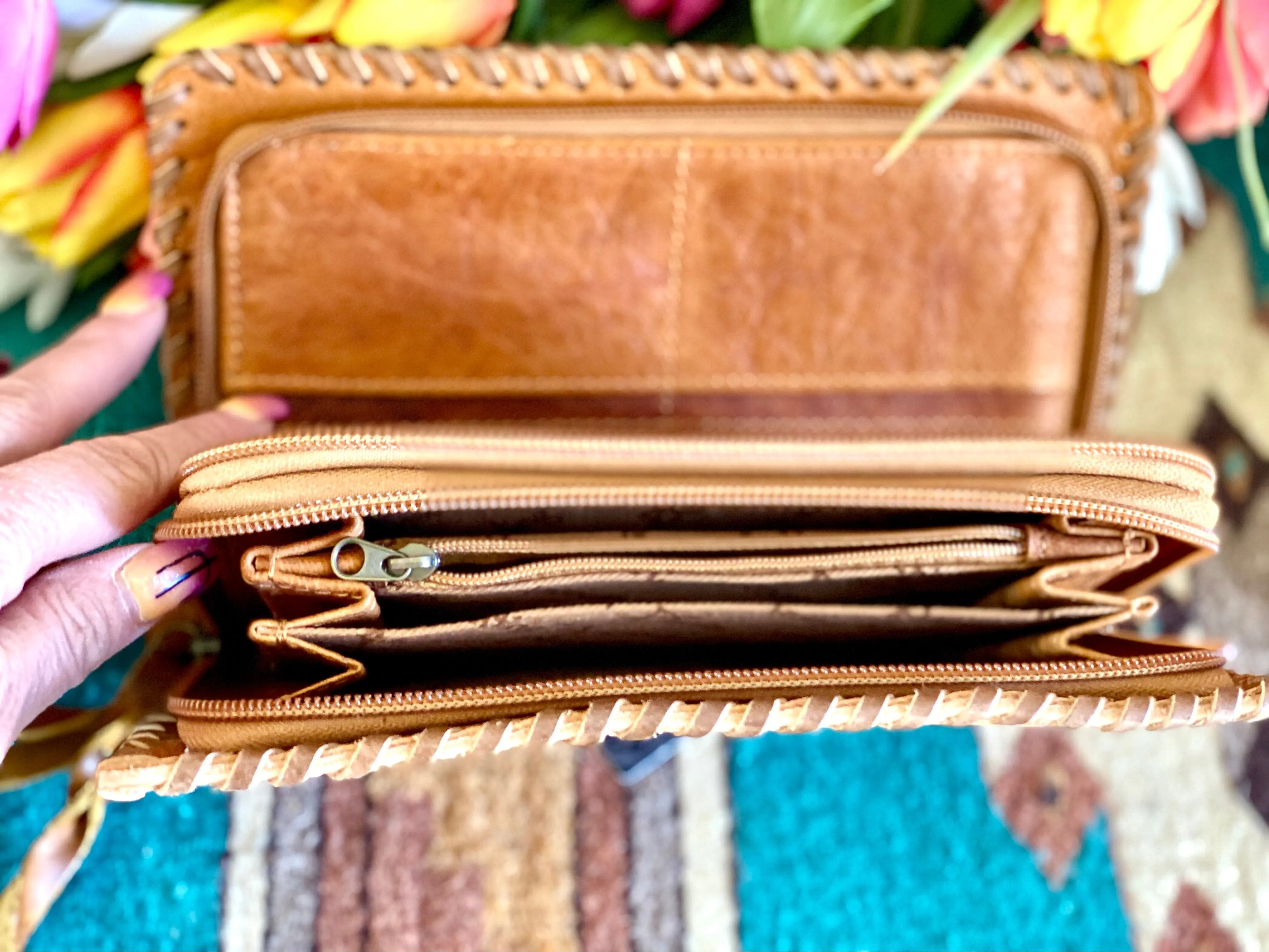 The Catalina Tooled Leather Clutch Organizer Wallet