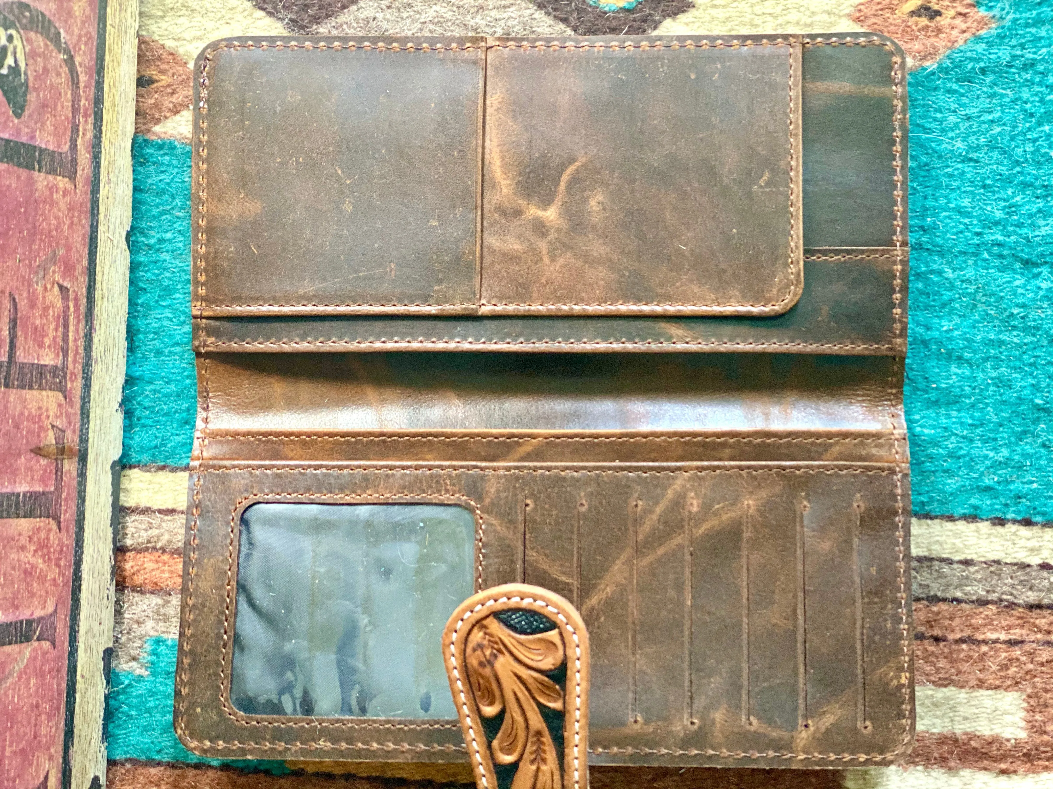 The Denton Black Buckstitch Tooled Wallet