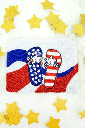 USA Beaded coin clutch