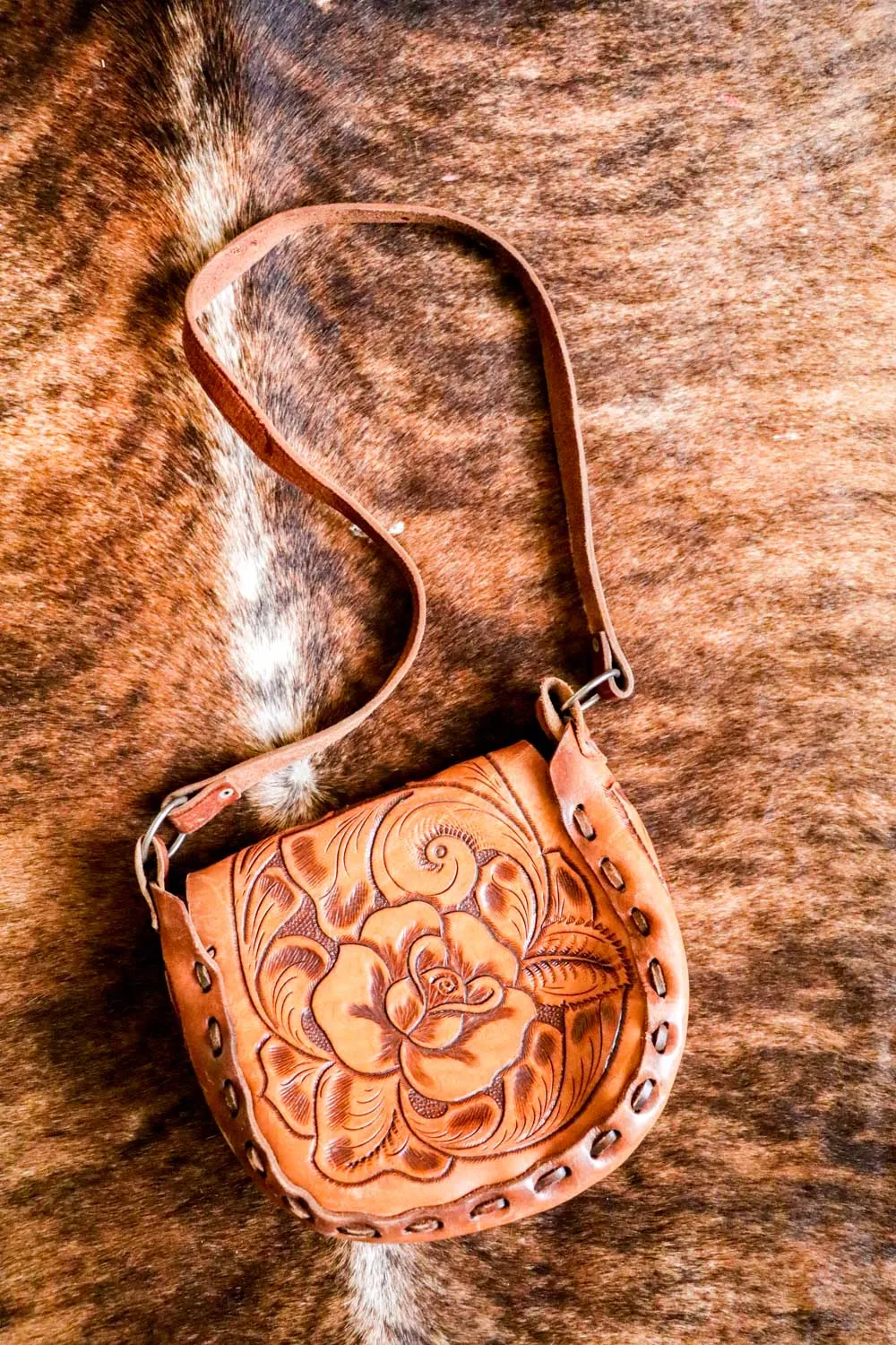 Vintage Tooled Leather Western Horse Purse