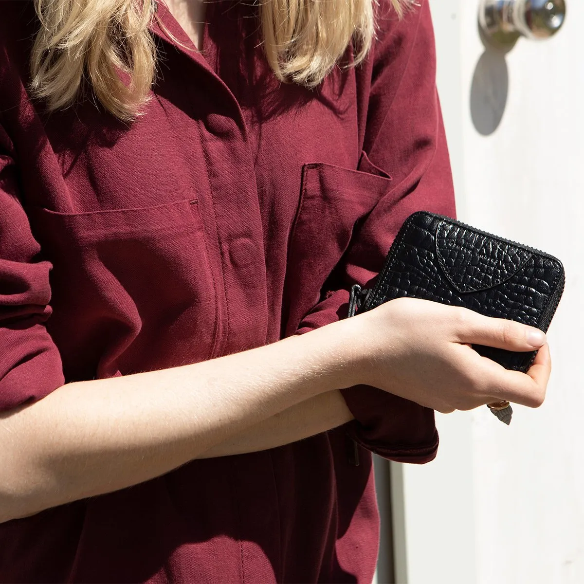 Wayward Wallet Black Croc Embossed