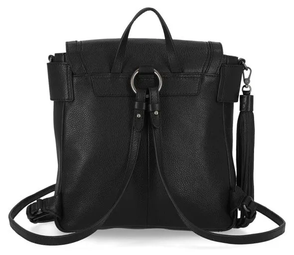 Women's Classic Genuine Leather Flap Backpack w/ Tassel