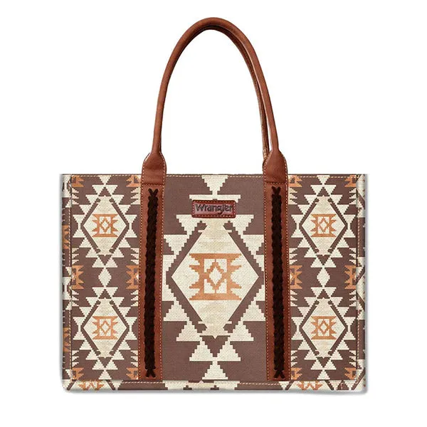 Wrangler Southwestern Canvas Tote | Dark Brown - Large