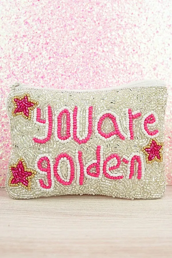 YOU ARE GOLDEN BEAD COIN clutch PURSE