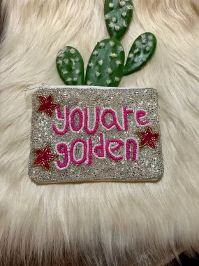 YOU ARE GOLDEN BEAD COIN clutch PURSE